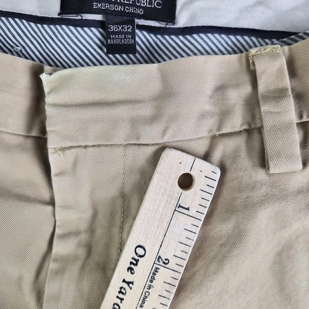 Banana‎ Republic Emerson Pants Mens 38x32 Khaki Flat Front Straight Chino Preppy